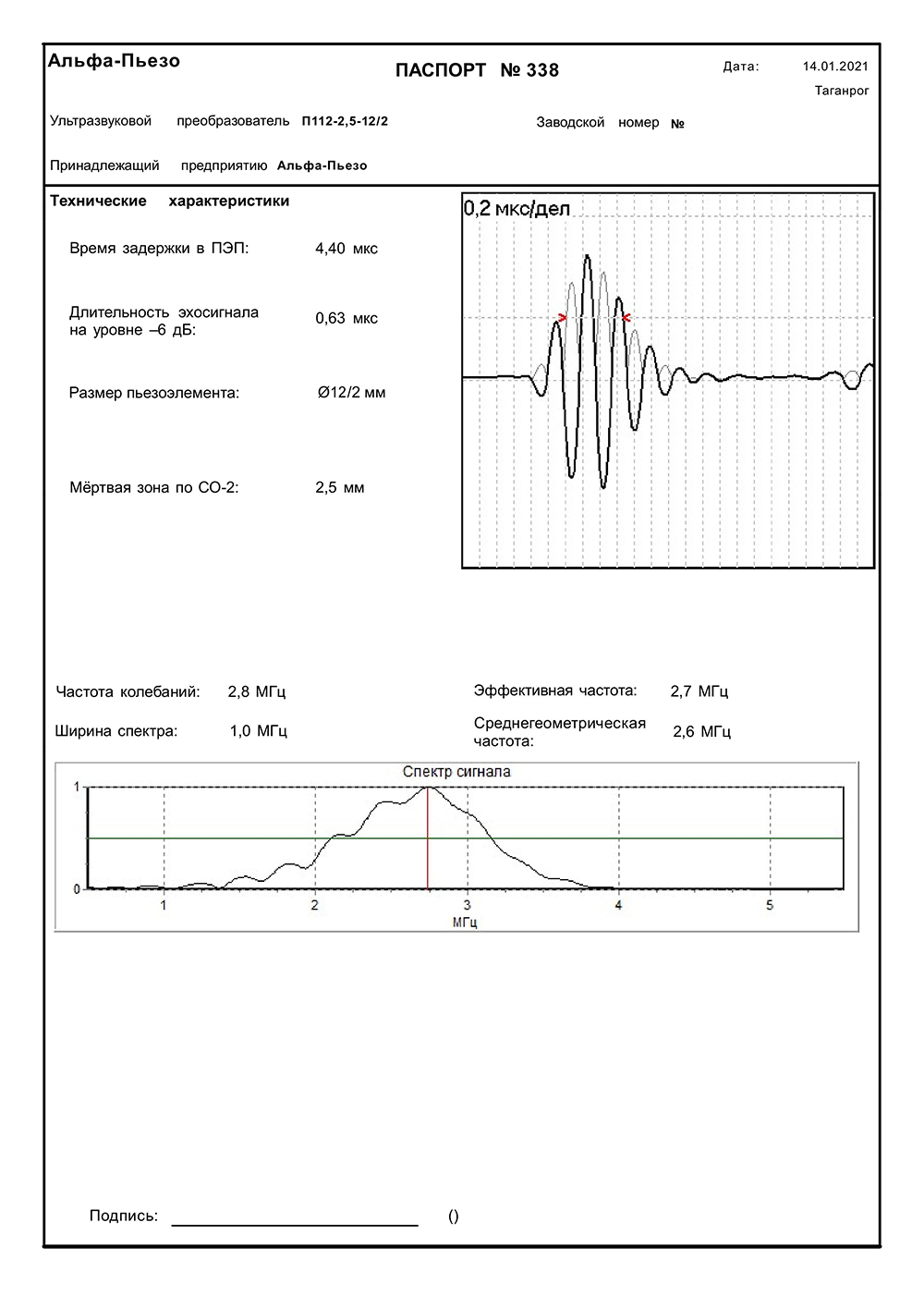 Паспорт ПЭП П112-2,5-12/2
